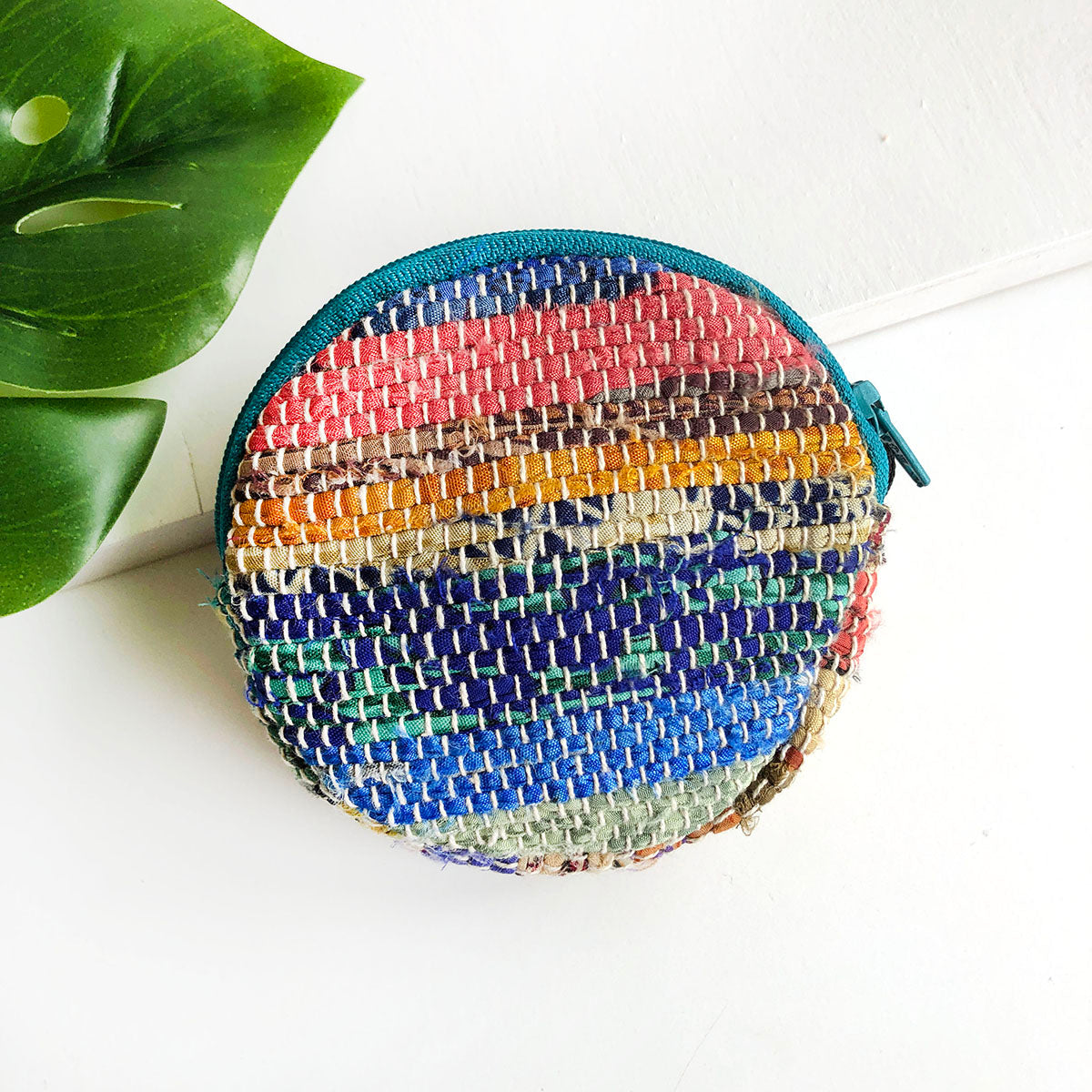 Woven Sari Circle Pouch by WorldFinds - change purse gift