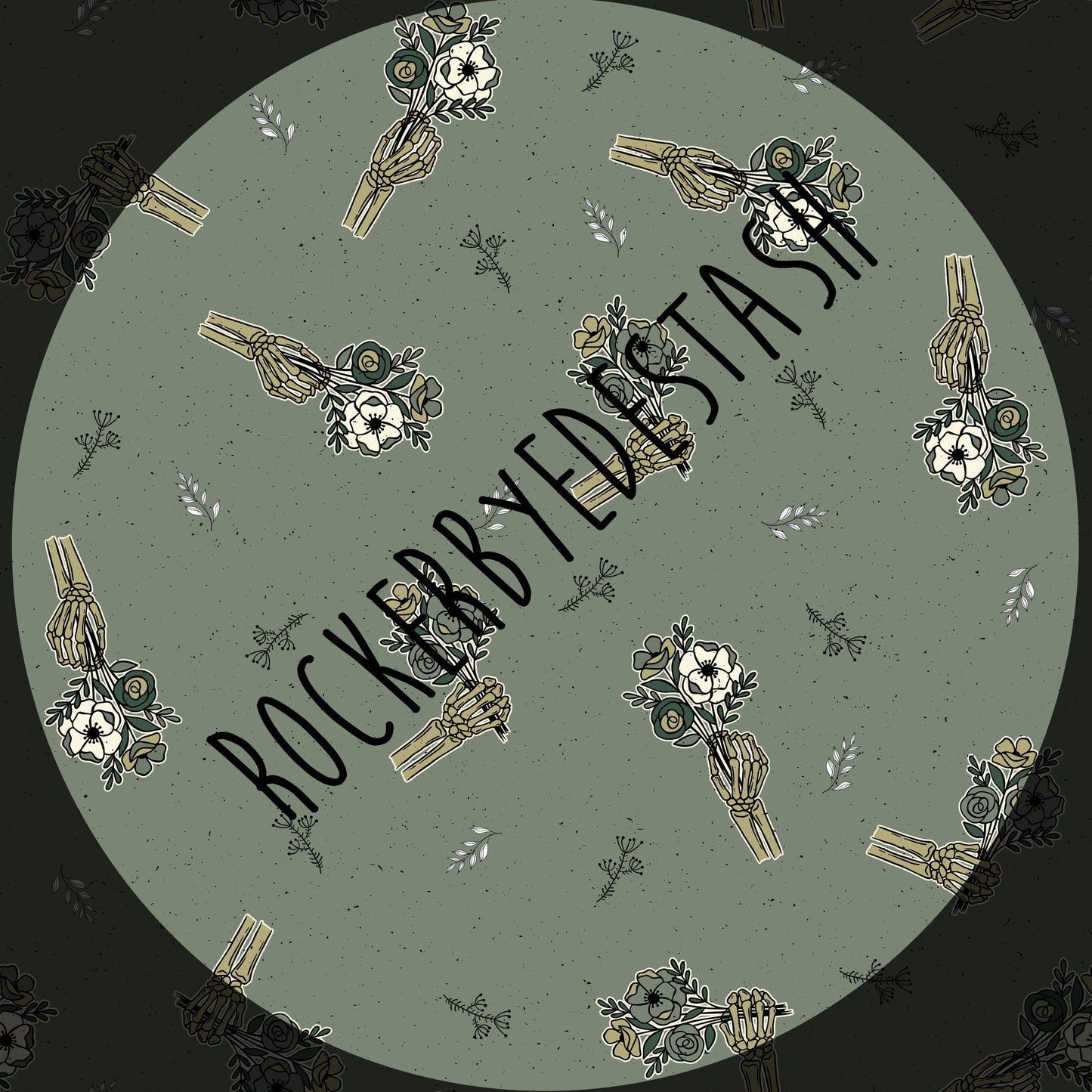 Minky - Retail Fabric Round PP - Spring Skeletons with Succulent and Monstera Skull rerun