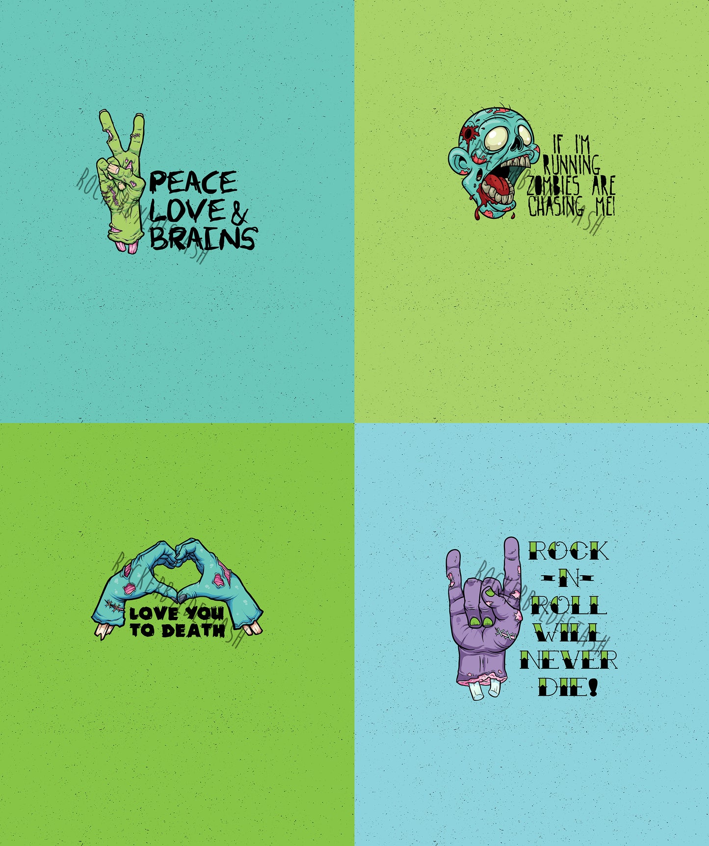 Rerun Retail - Zombies Kid & Adult panels individual and 4 pack - All designs listed here