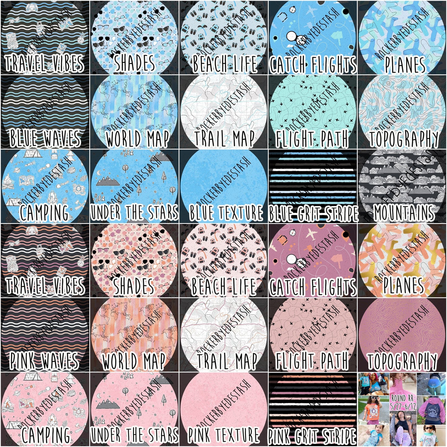 Bamboo Lycra - Round RR Fabric - Retail - Travel & Camping - all designs listed here