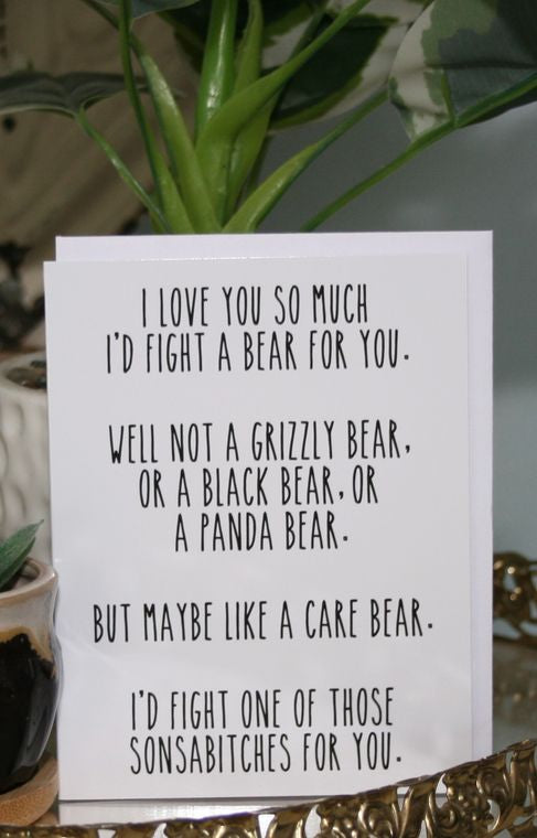 Fight a Bear Greeting Card by Crooked Halo - Gift Card
