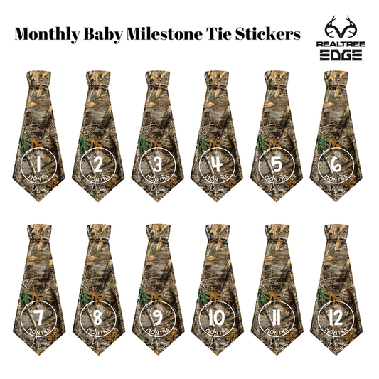 Tie-Shaped Baby Boy Monthly Stickers, Baby Boy Milestone Sticker, Gifts for Baby Boy (Realtree Camo) by Tasty Tie baby gift