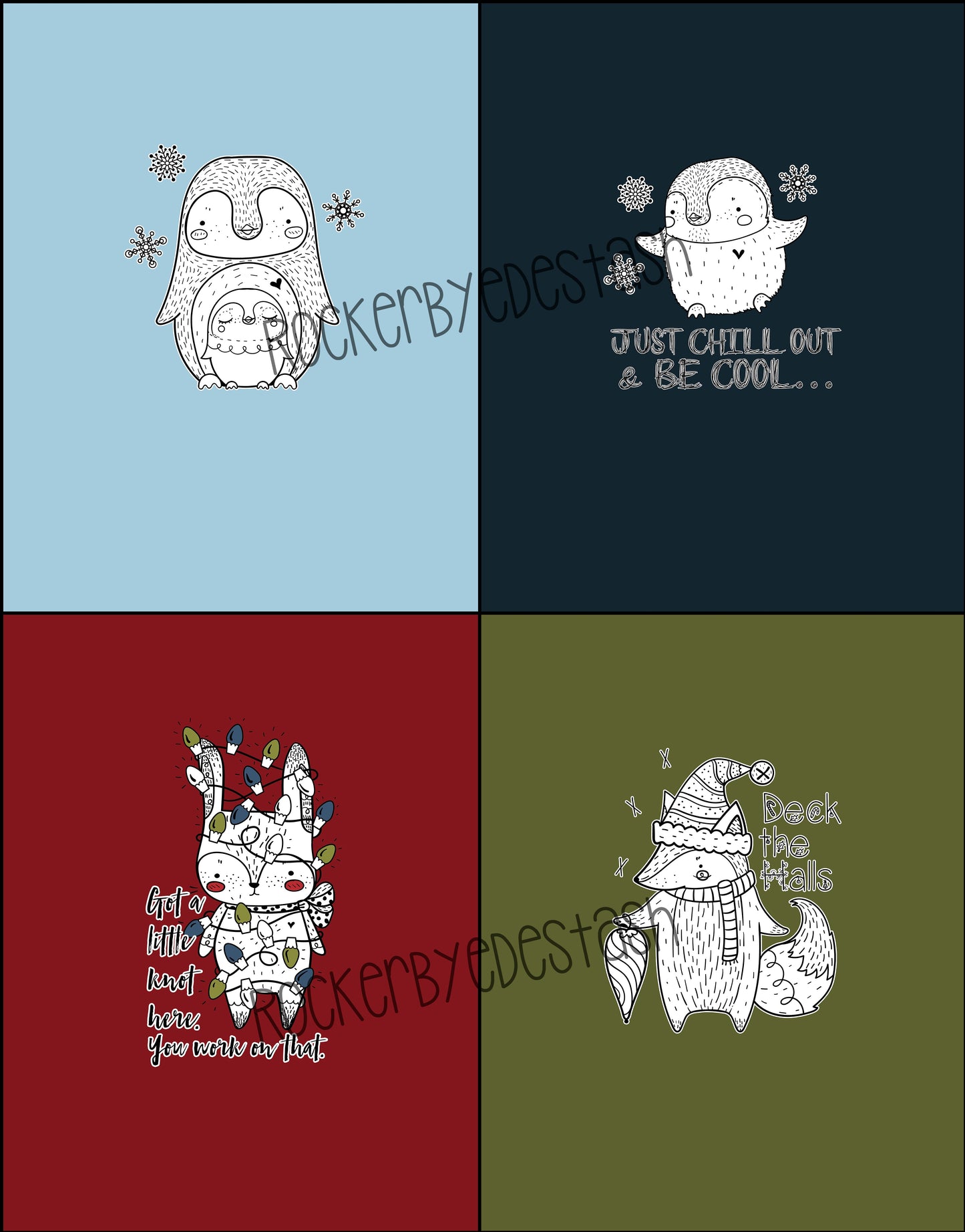 Round TT - Cotton Lycra Kid Panels listed here - Xmas, Penguins, Fa l friends, freezing friends, Santa, Reruns and more retail