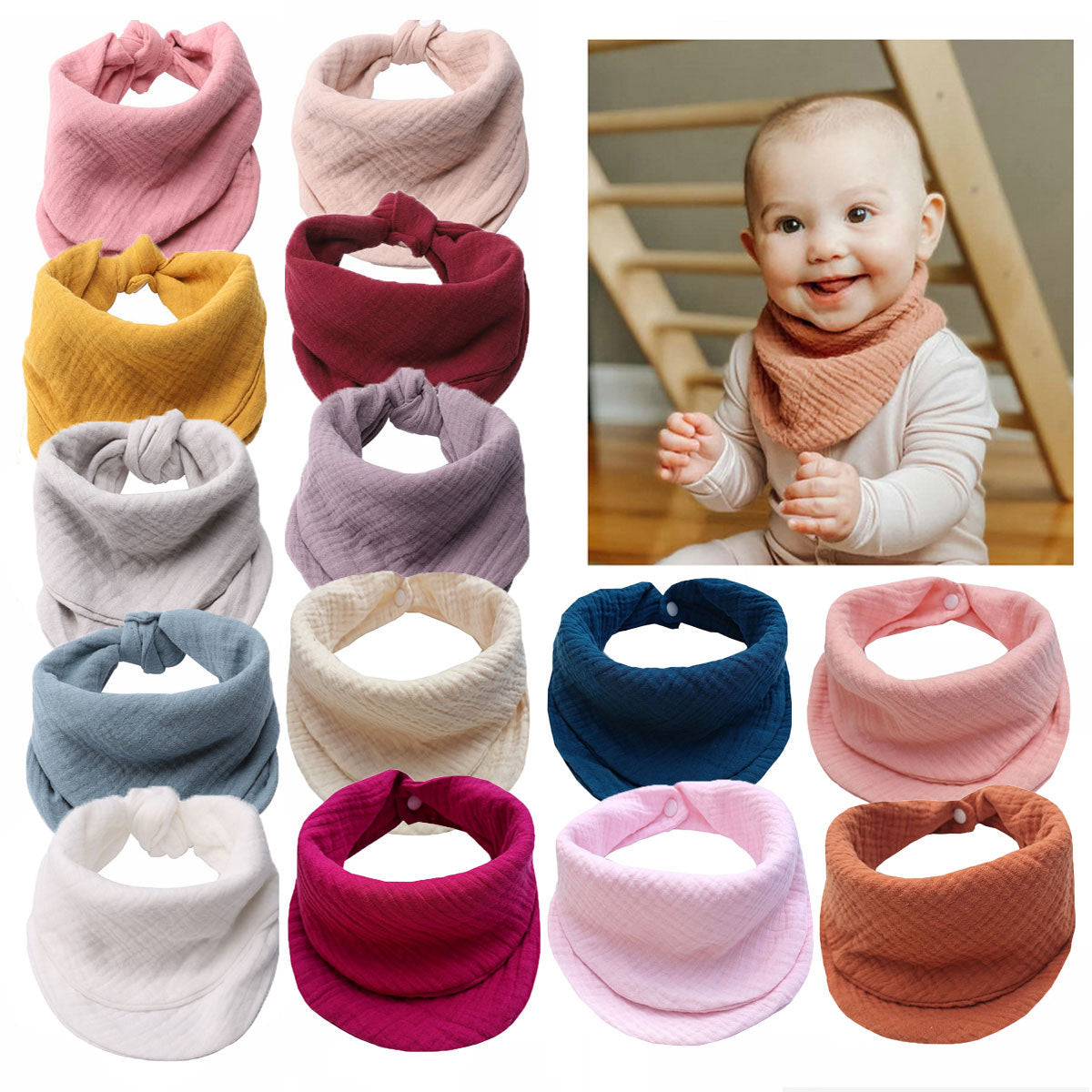 Blue Dusk New Design Cute Baby Cotton Double Layer Gauze Towel Bibs by For Boys & Girls gift