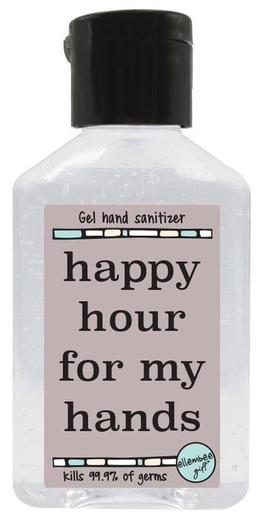 happy hour for my hands two ounce bottle of hand sanitizer with funny sayings by ellembee gift