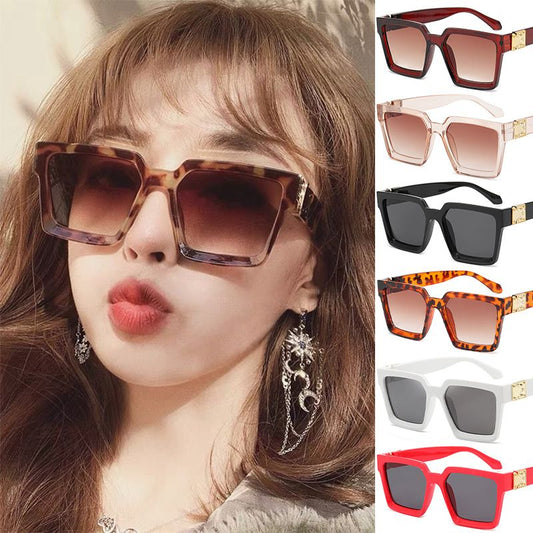 WHITE/GRAY Women's fashion retro large square sunglasses men's sunglasses by bloomwholesale